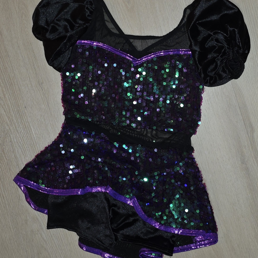 Wish Black and Purple Sequin Kids Dance Costume